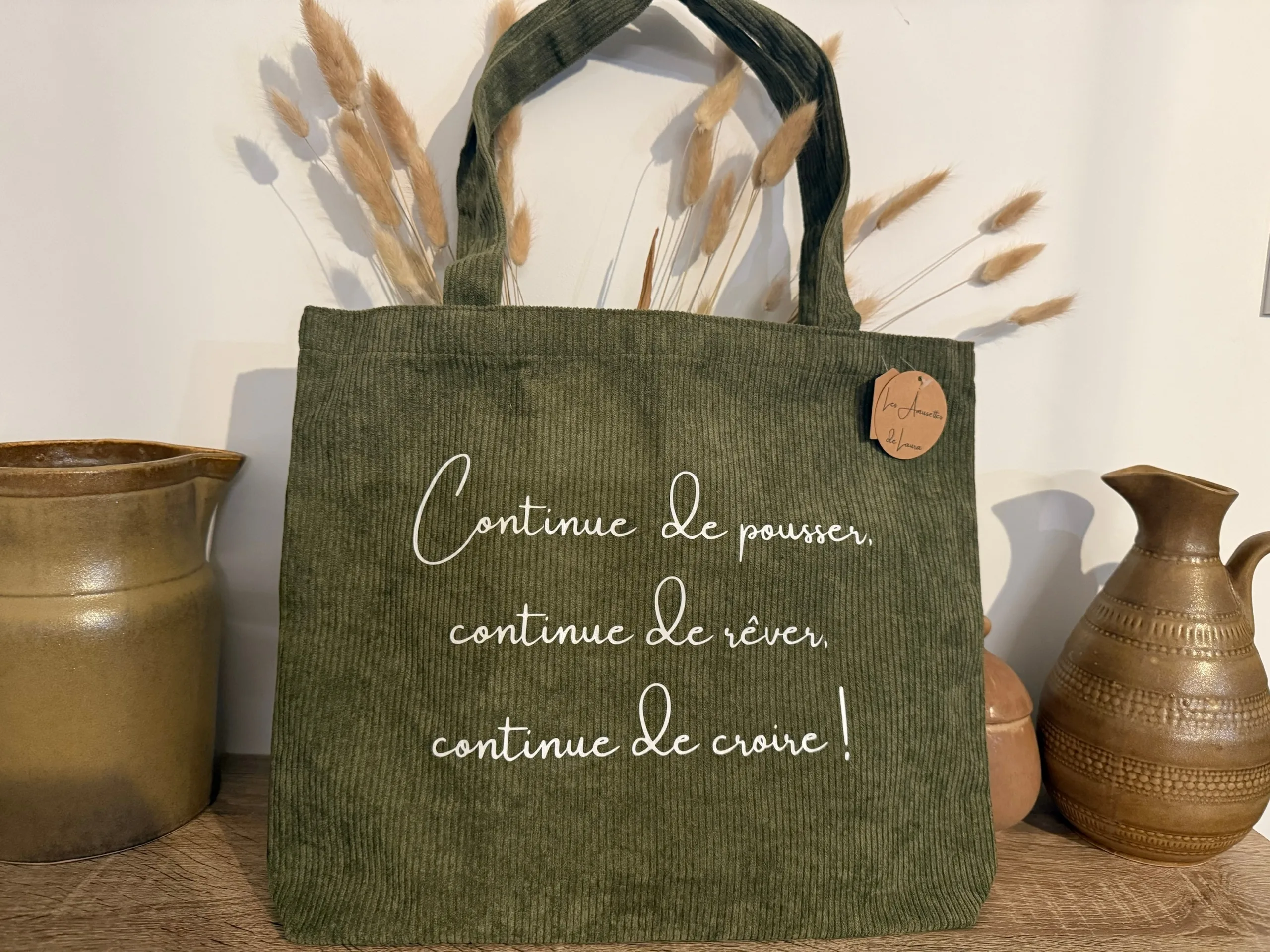 Cabas Velours Olive Citation